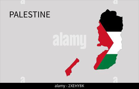 Carte du drapeau de Palestine, couleur officielle avec proportion, illustration entièrement éditable, vecteur, drapeau, gouvernement, drapeau national, patriotisme Illustration de Vecteur