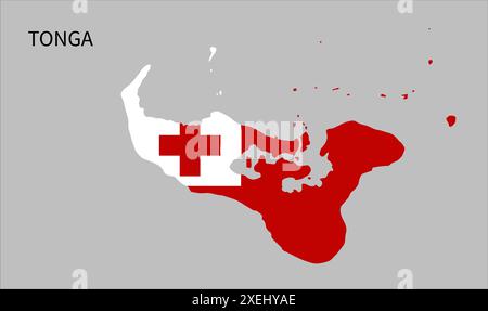 Carte du drapeau des Tonga, couleur officielle avec proportion, illustration entièrement éditable, vecteur, drapeau, gouvernement, drapeau national, patriotisme Illustration de Vecteur