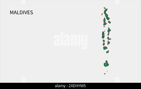 Carte du drapeau des Maldives, couleur officielle avec proportion, illustration entièrement éditable, vecteur, drapeau, gouvernement, drapeau national, patriotisme Illustration de Vecteur