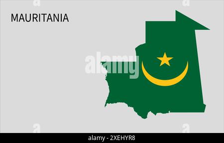 Carte du drapeau de Mauritanie, couleur officielle avec proportion, illustration entièrement éditable, vector, drapeau, gouvernement, drapeau national, patriotisme Illustration de Vecteur