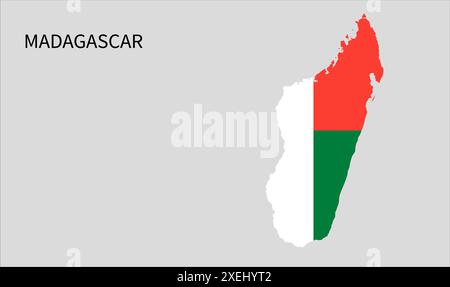 Carte du drapeau de Madagascar, couleur officielle avec proportion, illustration entièrement éditable, vecteur, drapeau, gouvernement, drapeau national, patriotisme Illustration de Vecteur