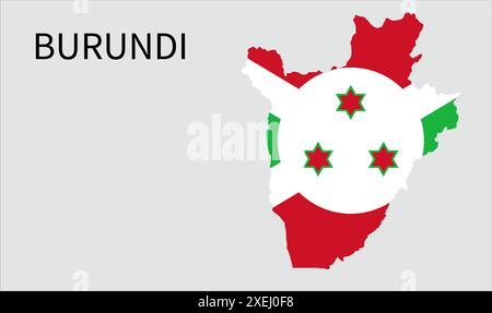 Carte du drapeau du Burundi, couleur officielle avec proportion, illustration entièrement éditable, vecteur, drapeau, gouvernement, drapeau national, patriotisme Illustration de Vecteur