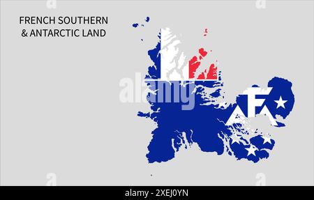 Carte du drapeau des terres australes et antarctiques françaises, couleur officielle avec proportion, illustration entièrement éditable, vecteur, drapeau, gouvernement, national Illustration de Vecteur