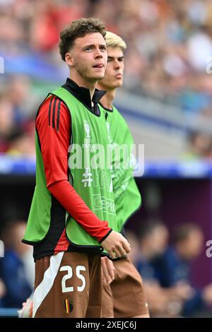 Maxim de Cuyper (25 ans) de Belgique photographié lors d'un match de football entre les équipes nationales d'Ukraine et de Belgique, appelé les Diables rouges lors de la troisième journée du groupe E dans la phase de groupes du tournoi UEFA Euro 2024 , le jeudi 26 juin 2024 à Stuttgart , Allemagne . PHOTO SPORTPIX | David Catry Banque D'Images