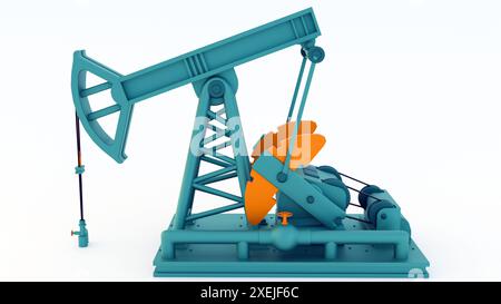 rendu 3d d'un jack de pompe, également connu sous le nom d'âne hochant la tête ou d'une pompe à cheval. C'est un type de tête de puits mécanisée utilisée pour extraire le pétrole des puits de pétrole Banque D'Images