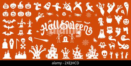 Grand ensemble de silhouettes d'Halloween Illustration de Vecteur