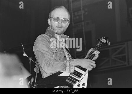 Leicester, Royaume-Uni, 29 janvier 1980 : Andy Powell du groupe de rock Wishbone Ash se produisant au de Montfort Hall. Photo : Terry Murden / DB Media services / Alamy Banque D'Images