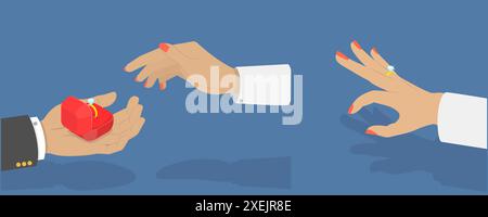 Illustration conceptuelle plate isométrique 3D de l'anneau de mariage , proposition de mariage illustration conceptuelle plate isométrique 3D de mer Banque D'Images