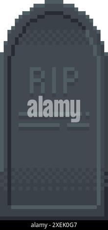 Tombe Pixel art. Tombe du cimetière avec inscription Rip illustration vectorielle 8 bits Illustration de Vecteur