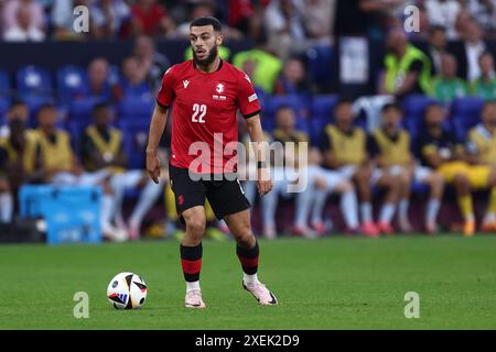 Georges Mikautadze de Géorgie en action lors du match de l'UEFA Euro 2024 Groupe F entre la Géorgie et le Portugal à l'Arena AufSchalke le 26 juin 2024 à Gelsenkirchen, Allemagne . Banque D'Images