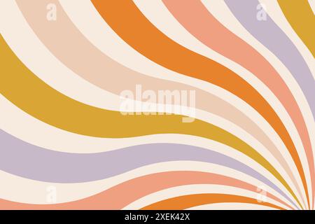 Texture abstraite de rayons colorés rétro dans le style hippie des années 60-70. Fond vintage groovy Illustration de Vecteur