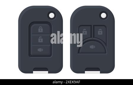 Collection Black car Key Elements. Icône de clé de voiture noire. Conception simple de la clé de voiture. Illustration de Vecteur