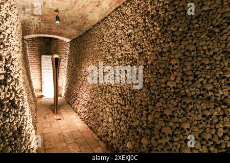 Ossuaire à l'église de la préparation James à Brno, République tchèque Banque D'Images