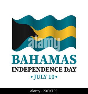 Affiche typographique du jour de l'indépendance des Bahamas. Fête nationale célébrée le 10 juillet. Modèle vectoriel pour bannière, carte de voeux, flyer, etc Illustration de Vecteur