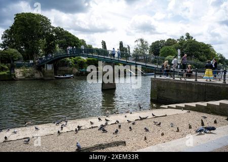 Pont Eel Pie Island au-dessus de la Tamise Twickenham, Londres, Royaume-Uni ; Londres, Angleterre Banque D'Images