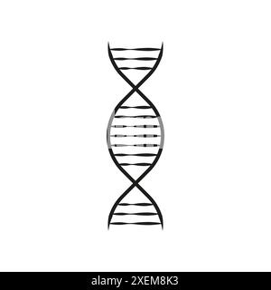 Icône hélice ADN. Conception vectorielle noire. Symbole de science génétique. Style linéaire simple. Illustration de Vecteur