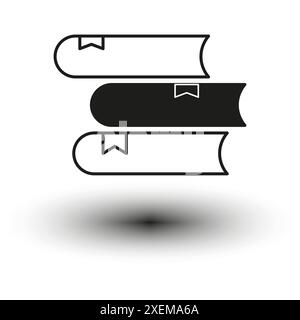 Icône livres empilés. Symboles de signet. Vecteur noir et blanc. Éducation et connaissances. Illustration de Vecteur