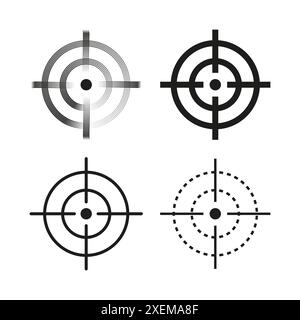 Icônes cibles définies. Symboles de réticule. Vecteur noir et blanc. Précision et concept de visée. Illustration de Vecteur