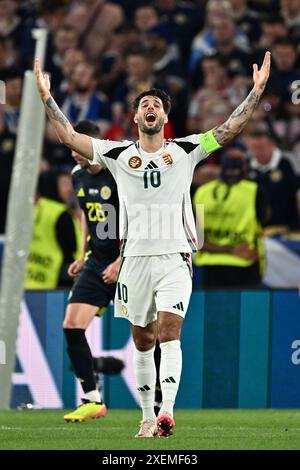 STUTTGART, ALLEMAGNE - 23 JUIN : Dominik Szoboszlai, de Hongrie, lors du match en phase de groupes de l'UEFA EURO 2024 opposant l'Écosse et la Hongrie à Stuttgart Aren Banque D'Images