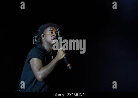 Milwaukee, États-Unis. 27 juin 2024. Le rappeur Ken Carson pendant le Summerfest Music Festival le 27 juin 2024, à Milwaukee, Wisconsin (photo de Daniel DeSlover/Sipa USA) crédit : Sipa USA/Alamy Live News Banque D'Images