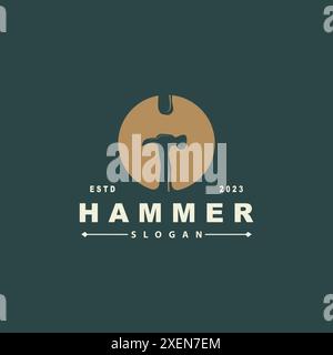 Hammer logo, outils de constructeur inspiration Design, Vector Vintage menuiserie et mécanique, modèle d'illustration Illustration de Vecteur