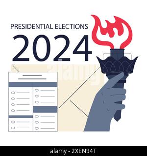 Élection présidentielle. Campagne électorale américaine entre démocrates et républicains. Système politique et électoral des États-Unis. Procédure démocratique, processus électoral. Illustration vectorielle plate Illustration de Vecteur