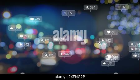 Illustration des étiquettes de notification sur les véhicules en mouvement flous dans une rue en ville Banque D'Images