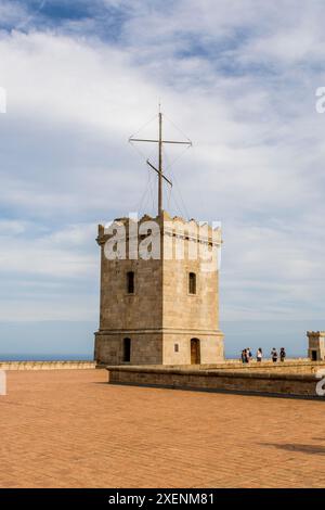 Château de Montjuic ancienne forteresse militaire sur la montagne de Montjuic surplombant la ville, barcelone, espagne. Banque D'Images