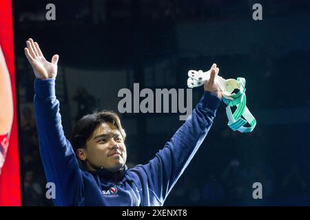 Minneapolis, Minnesota, États-Unis. 27 juin 2024. ASHER HONG est présenté lors de la cérémonie d'ouverture des essais par équipes olympiques américaines à Minneapolis. (Crédit image : © Karen I. Hirsch/ZUMA Press Wire) USAGE ÉDITORIAL SEULEMENT! Non destiné à UN USAGE commercial ! Banque D'Images