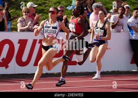 Angers, France. 28 juin 2024. Brossier Amandine SCO Angers Athle HEAT 400 M FÉMININ lors des Championnats de France d'athlétisme 2024 le 28 juin 2024 au stade du Lac de Maine à Angers, France. Photo de Laurent Lairys/ABACAPRESS. COM Credit : Abaca Press/Alamy Live News Banque D'Images