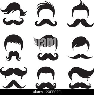 Symboles moustaches. Silhouette de moustaches masculines vintage Illustration de Vecteur