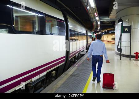 Train à grande vitesse. Station sans. Barcelone. Catalogne. Espagne. Banque D'Images