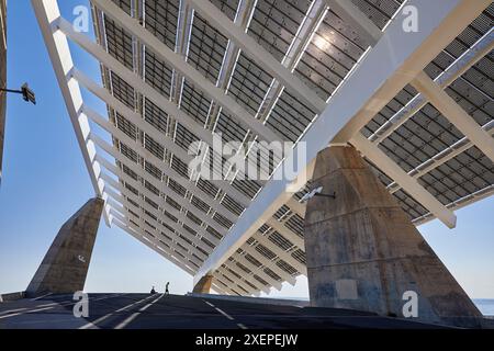 Pergola photovoltaïque, par Elias Torres & José Antonio Martínez Lapeña, Forum, Barcelone, Catalogne, Espagne, Europe Banque D'Images