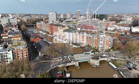 Redcliffe Lift Bridge Bristol UK drone, aérien Banque D'Images