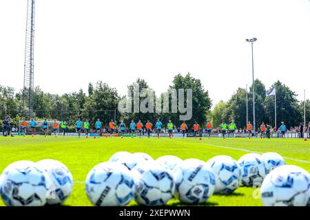 Heerenveen, pays-Bas. 29 juin 2024. HEERENVEEN, PAYS-BAS - JUIN 29 : les joueurs de SC Heerenveen courent lors de la première formation de SC Heerenveen au Sportpark Skoatterwâld le 29 juin 2024 à Heerenveen, pays-Bas. (Photo de Pieter van der Woude/Orange Pictures) crédit : Orange pics BV/Alamy Live News Banque D'Images