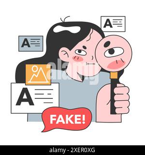 Fausses nouvelles. Manipulation et contrôle sur l'esprit des gens. Médias influençant et manipulant le caractère. Propagande, canulars et faux internet. Illustration vectorielle plate Illustration de Vecteur
