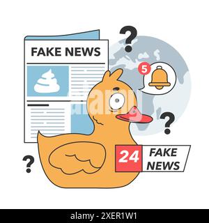 Fausses nouvelles. Manipulation et contrôle sur l'esprit des gens. Médias influençant et manipulant le caractère. Propagande, canulars et faux internet. Illustration vectorielle plate Illustration de Vecteur