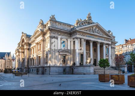 L'ancien bâtiment de la Bourse de Bruxelles, généralement abrégé en Bourse ou Beurs, à Bruxelles, Belgique Banque D'Images