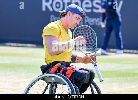 Eastbourne, Royaume-Uni. 29 juin 2024. Alfie HEWETT (GBR) bat Gustavo FERNANDEZ (ARG) (PIC) lors du tournoi international de tennis de Rothesay au Devonshire Park, Eastbourne, East Sussex, Royaume-Uni. Crédit : LFP/Alamy Live News Banque D'Images