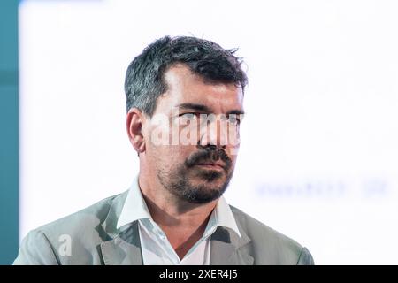 Marignane, France. 25 juin 2024. Loic Gachon, maire de Vitrolles, vu lors de l’inauguration officielle du nouveau terminal 1. Le terminal 1 de l’aéroport Marseille Provence de Marignane est officiellement inauguré après un projet complet d’agrandissement et de modernisation de 22 000 m2 conçu par le cabinet d’architectes Foster and Partners. Crédit : SOPA images Limited/Alamy Live News Banque D'Images