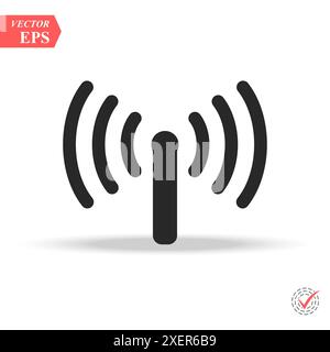 Icône de ligne d'antenne WiFi, signe vectoriel de contour, pictogramme de style linéaire isolé sur blanc. Symbole sans fil, illustration du logo. Contour modifiable Illustration de Vecteur
