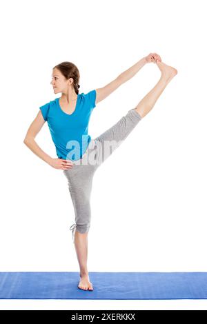 Yoga - young Beautiful woman doing yoga asana isolés d'exercice Banque D'Images