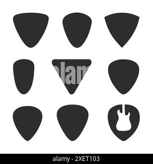 Collection d'icônes Guitar Pick sur un fond blanc. Illustration de Vecteur