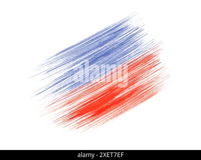 Aquarelle bleu et rouge coups de flexion en mouvement. Coloration abstraite. Drapeaux de couleur nationaux. Texture Aquarelle. Illustration dessinée à la main. Banque D'Images