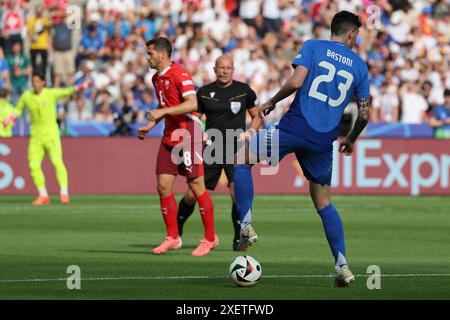 Berlin, Allemagne, 29, juin 2024. Alessandro Bastoni en action lors du match entre la Suisse et l'Italie. UEFA Euro 2024 Allemagne. Ronde de 16. Crédit : Fabideciria/Alamy Live News Banque D'Images