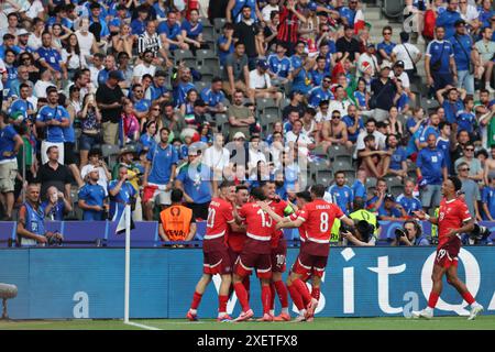 Berlin, Allemagne, 29, juin 2024. L’équipe nationale suisse célèbre le deuxième but de son équipe lors du match entre la Suisse et l’Italie. UEFA Euro 2024 Allemagne. Ronde de 16. Crédit : Fabideciria/Alamy Live News Banque D'Images