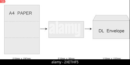 Le format DL de l'enveloppe. Tampon. enveloppe de circuit isolée noire. Taille standard internationale Illustration de Vecteur