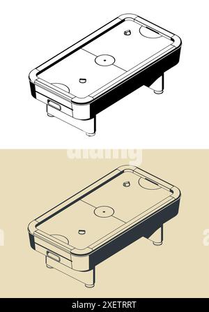 Illustrations vectorielles stylisées du jeu de hockey sur table Illustration de Vecteur