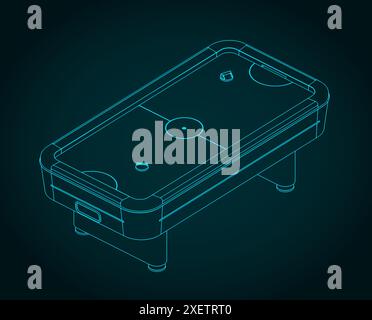 Illustration vectorielle stylisée d'un plan isométrique d'un jeu de hockey pneumatique de table Illustration de Vecteur