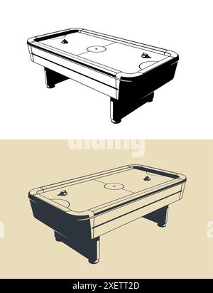 Illustrations vectorielles stylisées du jeu de hockey pneumatique de table Illustration de Vecteur